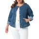 thumbnail image 4 of Agnes Orinda Chaqueta de Mezclilla para Mujer Talla Grande de Escuela Colegio Botón Abajo Anorak Utilitario Casual Chaquetas Cargo con Bolsillos Conjuntos 2025 2X Azul, 4 of 6