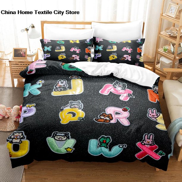 JIECHU Letters Alphabet Word Embroidered Iron on patches cute letter patches Bedding Set Single D Children's Bedroom Duvet Set Bed Sheets