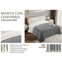 Mundo Shopping - Manta Con Chiporro Gris 2 Plazas