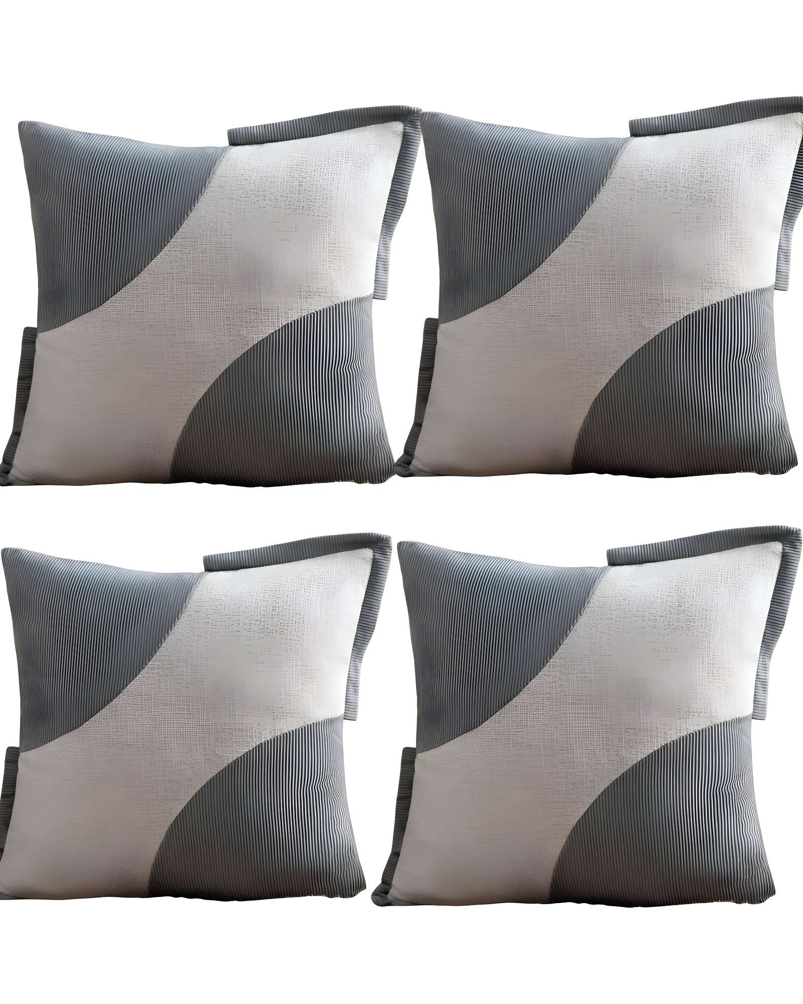 Genérico - Pack De 4 Fundas De Cojines Diseño Tela Pana Empalmado 45Cm X 45 Cm Gris Claro