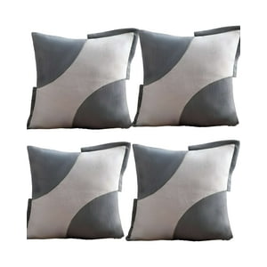 Genérico - Pack De 4 Fundas De Cojines Diseño Tela Pana Empalmado 45Cm X 45 Cm Gris Claro