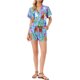 thumbnail image 1 of Conjuntos hawaianos para mujeres Regreso a clases 2 piezas Camisa con botones y pantalones cortos Florales Trajes casuales de playa para vacaciones tropicales 2026 S Azul, 1 of 6