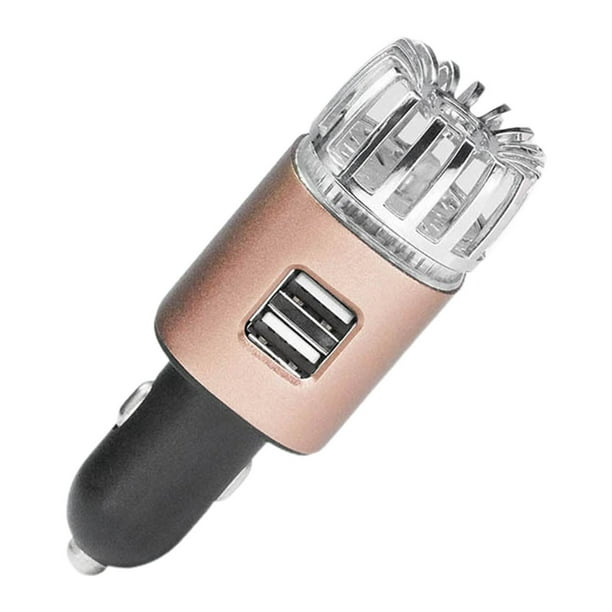 Purificador de aire ionizador para coche - Desodorante iónico antimicrobiano enchufable de 12 V con cargador USB doble - Elimina olores a humo, mascotas y comida, alérgenos y virus.