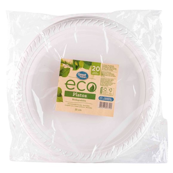 Plato Biodegradable 25 cm, 20 Un