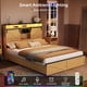 thumbnail image 2 of Farmhouse Queen Size Bed Frame with Storage Headboard and Drawers,Charging Station & LED Lights,Natural, 2 of 3