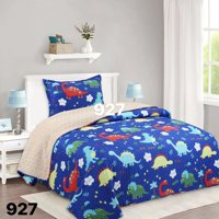 Genérico - Cubrecama Quilt Sherpa 1 1/2 Plazas - Mundo Dinosaurio M927