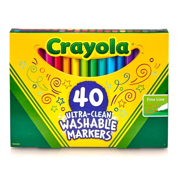 Marcadores de Línea Fina Lavables Crayola Ultra Clean (40 unidades) Para Niños de 3+ Años