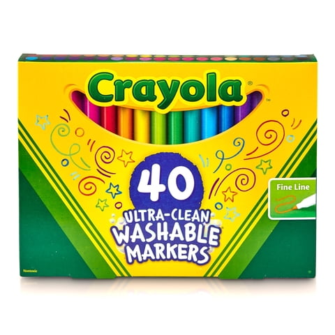 Marcadores De Línea Fina Lavables Crayola Ultra Clean (40 Unidades) Para Niños De 3+ Años