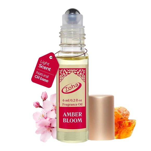Perfume Zoha Amber Bloom Roll-on, 6 ml, sin alcohol, para mujeres y hombres