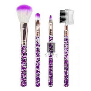 Genérico - Set 5 Brochas Maquillaje Básico Mango Glitter Pinceles Belleza