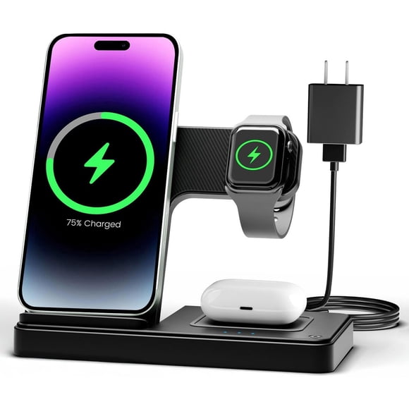 Cargador Inalámbrico GETPALS W336 3 en 1 iPhone Apple Watch AirPods