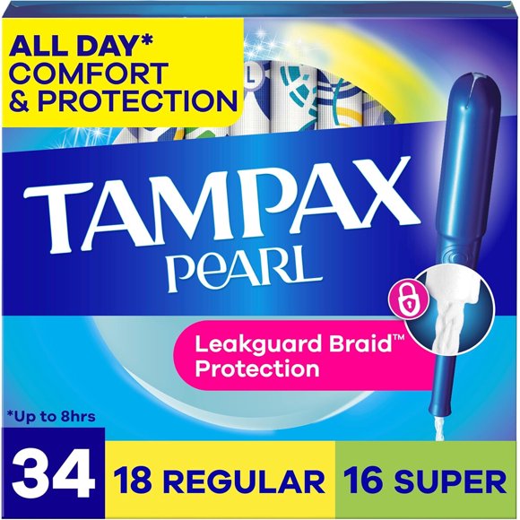 Tampax Pearl Tampons for Women Multipack, with LeakGuard Braid