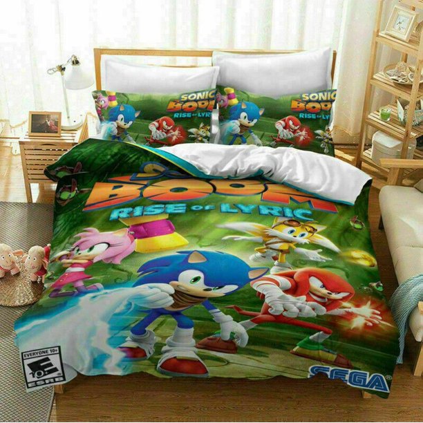 Sonic The Hedgehog Cartoon Quilt Duvet Cover Set Home Textiles Pillowcase3-Piece Bedding Set