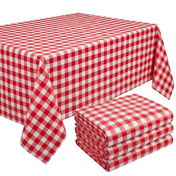 Mantel Oojami 4 unidades 137 cm Rojo y Blanco a Cuadros