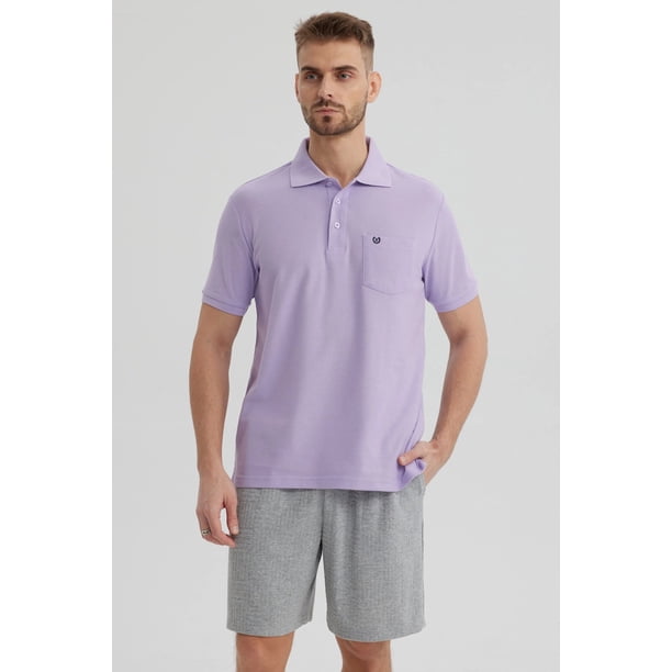 Polera Hombre Piqué Básica Lisa Lila - lll