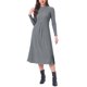 thumbnail image 4 of INSPIRE CHIC Vestido de Punto Acanalado para Mujer Casual de Manga Larga con Cuello Redondo y Bolsillos Línea A Vestidos Largos de Punto Gris, 4 of 6