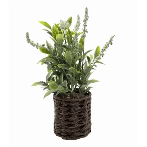 Genérico - Planta Lavanda Artificial Macetero Ratán