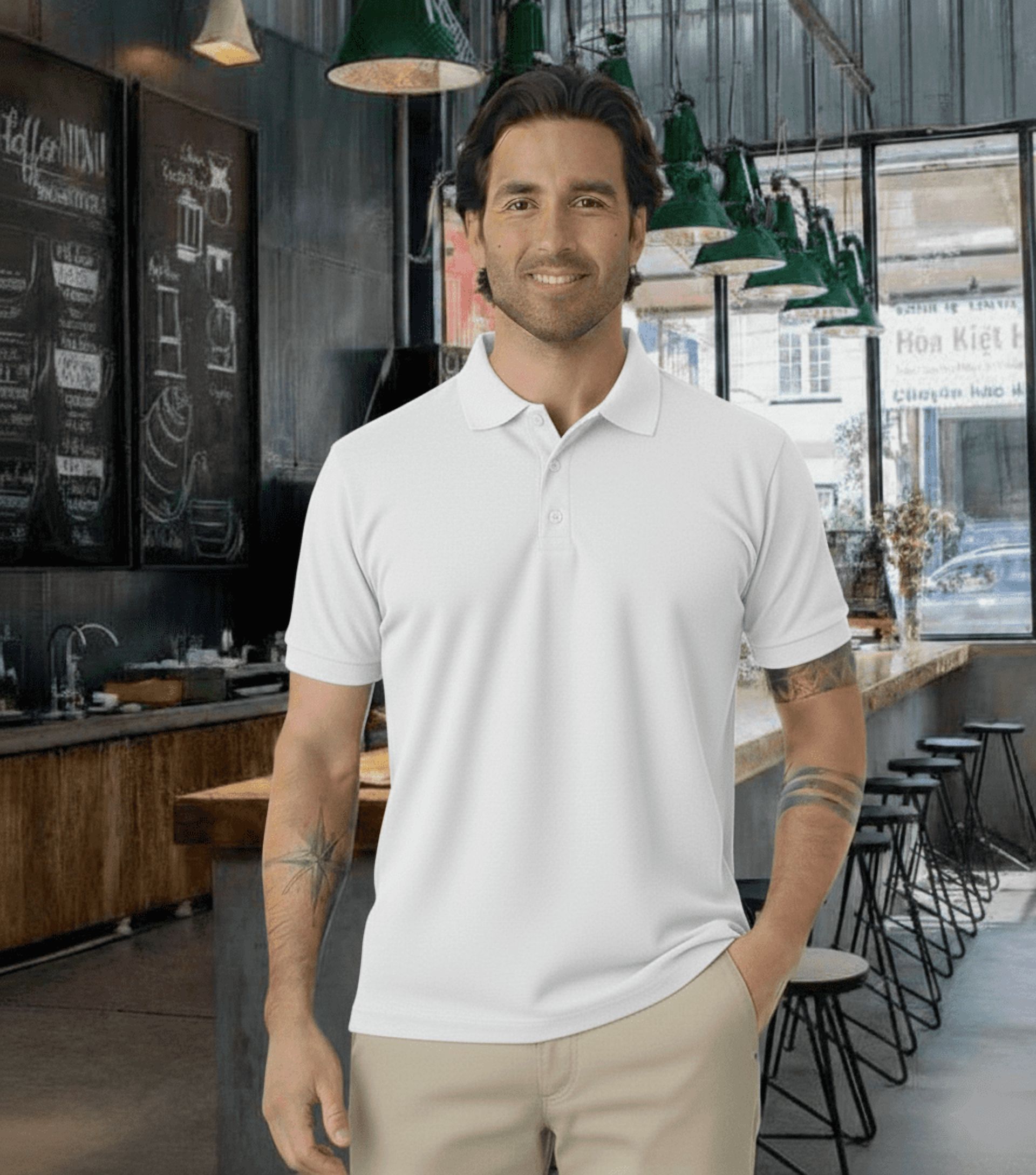 T-World - Polera Piqué Manga Corta Premium 60/40 Ideal Para Bordar Blanco