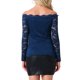 thumbnail image 3 of INSPIRE CHIC Blusa de Encaje Floral para Mujer con Hombros Descubiertos y Mangas Largas Transparentes XS Azul Real, 3 of 6