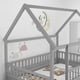 thumbnail image 1 of Full Size Floor Wooden Bed with House Roof Frame, Fence Guardrails,Grey, 1 of 3