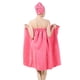 thumbnail image 3 of Conjunto de bata de spa para mujer, toalla de baño de microfibra suave, acogedora y absorbente con gorro turbante para secar el cabello., 3 of 5