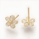 thumbnail image 2 of Aros Topo Topito Pendientes Flor Baño De Oro Zircón Joyas, 2 of 3