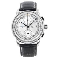 Zeppelin - Reloj Quartz Para Hombre 100 Jahre Cronógrafo Correa De Cuero Dial Plateado 86701