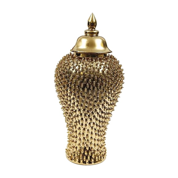 Ginger Jar Porcelana Tanque De Almacenamiento Oriental Para Armario Mostrador Oficina 18cmx18cmx38cm