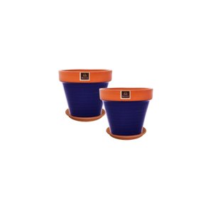 Mestiza - Set De 2 Maceta Kony 15Cm Terra Cobalto Y Sus Platos