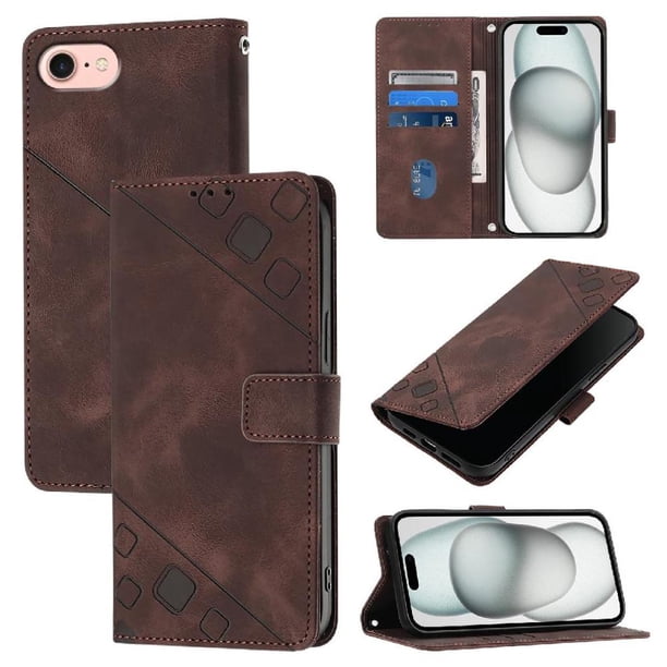 Funda Cartera para iPhone 16e con Soporte y Ranuras, Resistente a Golpes y Rayones Marrón