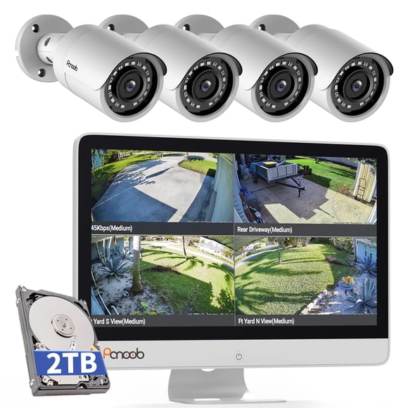 Sistema de cámara de seguridad PANOOB con cable 8CH 8MP NVR 2TB HDD 4x 5MP