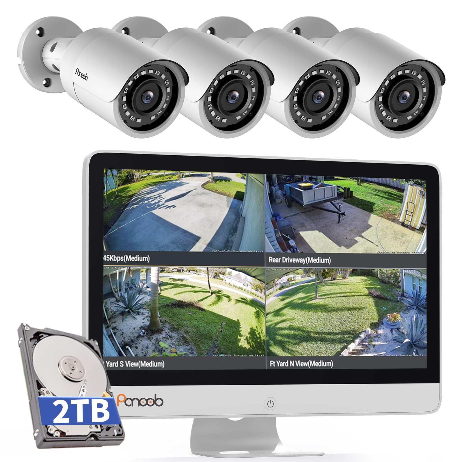 Sistema De Cámara De Seguridad Panoob Con Cable 8ch 8mp Nvr 2tb Hdd 4x 5mp