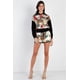 thumbnail image 4 of Conjunto De Top Con Capucha Y Shorts Con Estampado Animal Efecto Satén Negro Y Marfil, 4 of 5