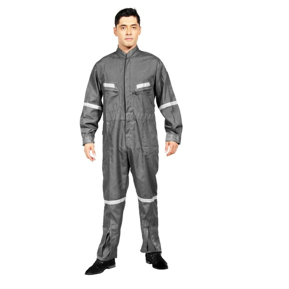 Overol Poplin Unisex Gris Con Reflectante Talla S
