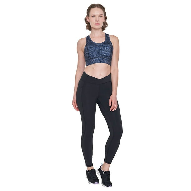 Calza Mujer Deportiva Pretina Cruzada Negro Corona