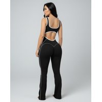 Flix Spa - Enterizo Deportivo Flare Mujer Push Up Escote Detalle Blanco