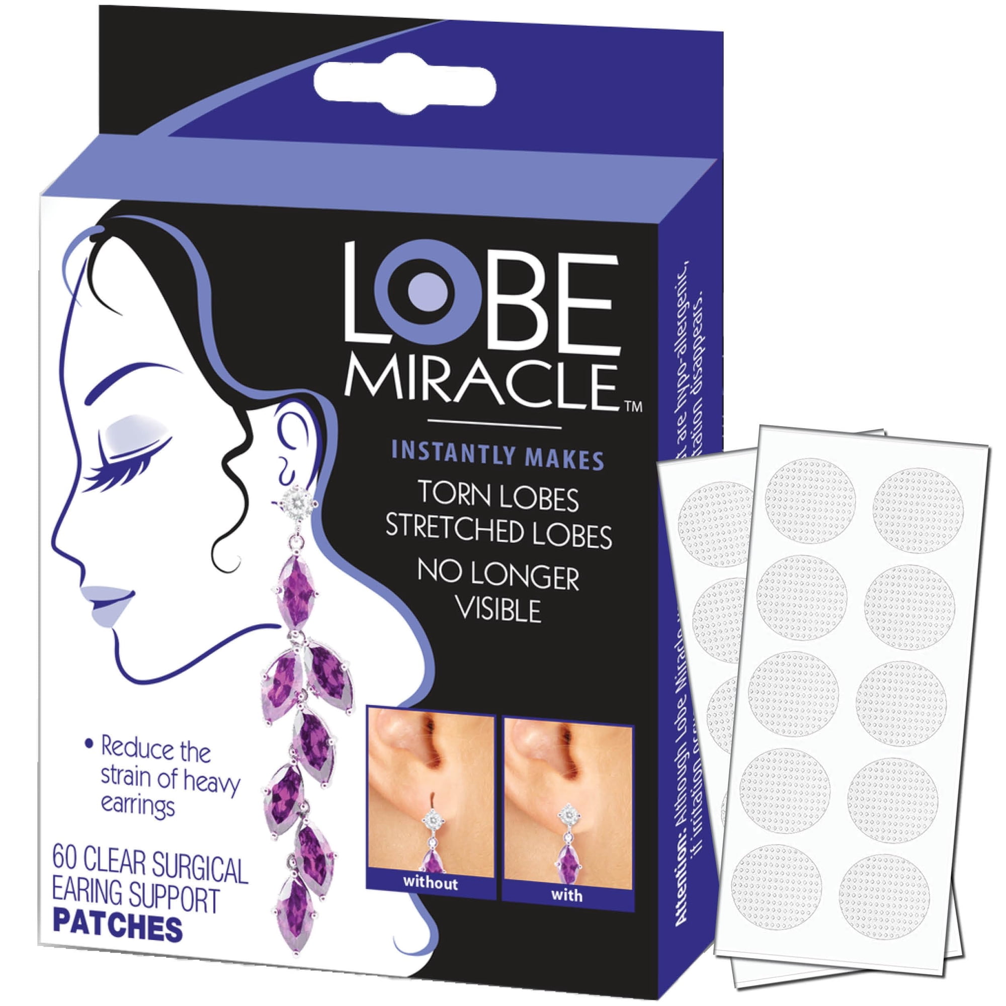 Parches De Soporte Para Aretes Lobe Miracle Clear (60 Parches)