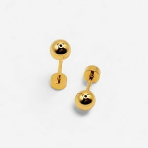 Tiana Joyas - Aros Bola 5Mm De Plata 925 Enchapados En Oro 18K