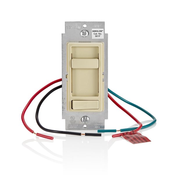 Interruptor de pared para ventilador de techo Leviton SureSlide 661F-10I, color marfil
