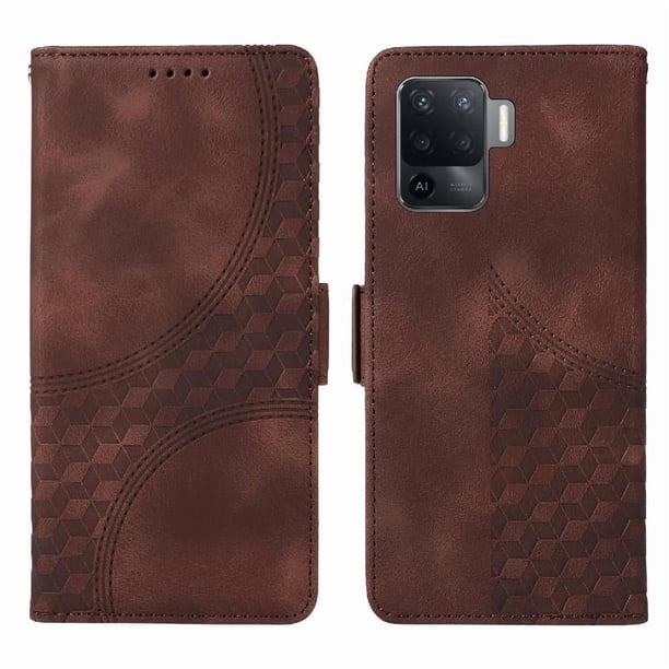 Carcasa FOXDOCK OPPO Reno 5 Lite de cuero PU, diseño acolchado clásico, protección contra caídas y rayones