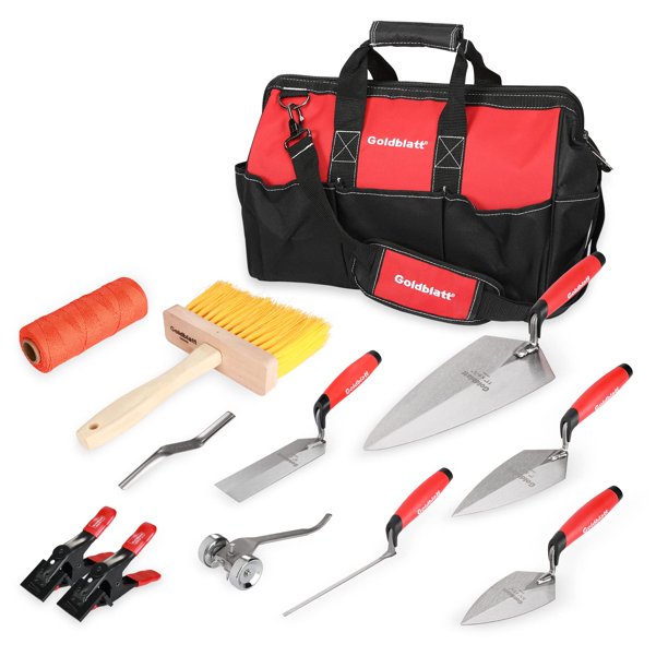 Juego de herramientas manuales de albañilería Goldblatt de 12 piezas con bolsa de herramientas Philadelphia