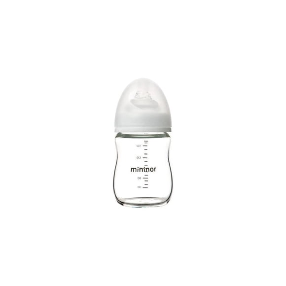 Mamadera De Vidrio Mininor 160ml Bpa Libre Flujo Lento Blanco