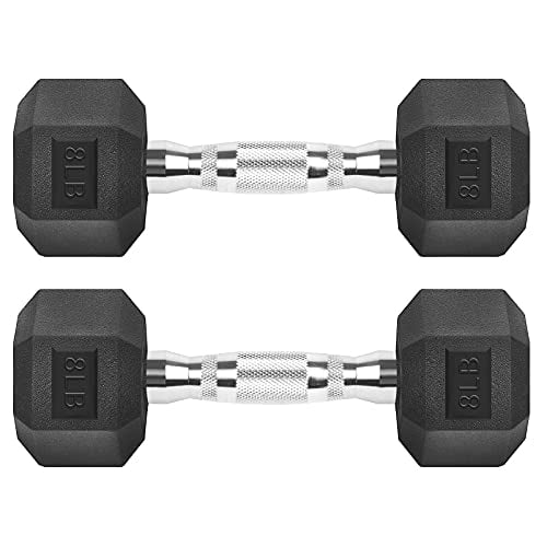 Mancuernas hexagonales de hierro fundido revestidas de goma, 8 kg, par, Zoomster