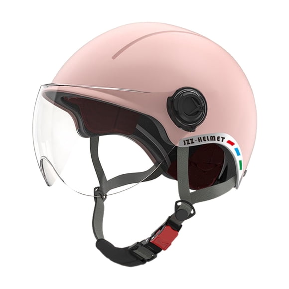 Casco de vehículo eléctrico casco de media máscara circunferencia de la cabeza ajustable cómodo casco de ciclismo para adultos para motocicleta rosa