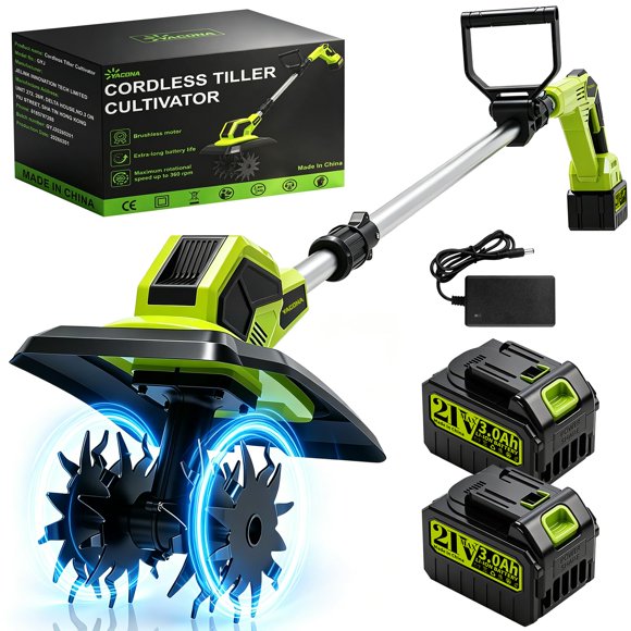 Cultivador rotocultor inalámbrico TurfPro de 400 RPM con 48 dientes de acero