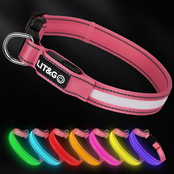 Collar para perros LIT&GO de 7 colores con luz y recargable USB‑C