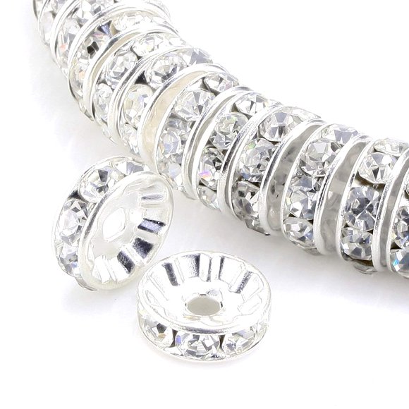Weebee 100 piezas de cuentas separadoras rondelle de cristal (4‑10 mm)