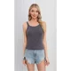 thumbnail image 2 of Polera Corta Mujer Elasticada Sin Manga Acanalada Musculosa 7607, 2 of 2