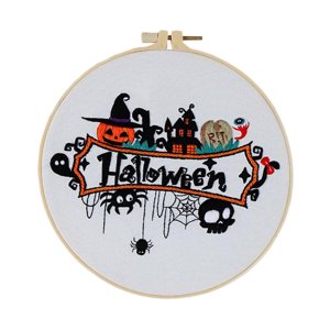 Magideal - Patrón De Halloween Kit De Inicio De Bordado Diy Aro De Bordado Ajustable Sala De Estar Decoración De Interiores Accesorios Paso A Paso Para Adultos F