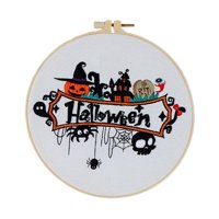 Magideal - Patrón De Halloween Kit De Inicio De Bordado Diy Aro De Bordado Ajustable Sala De Estar Decoración De Interiores Accesorios Paso A Paso Para Adultos F